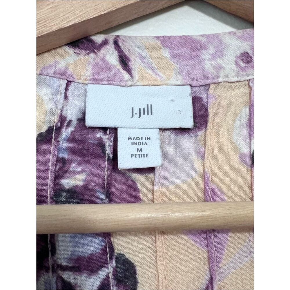 J. Jill Floral Peasant Blouse M Petite Boho Ruffle Sleeve Lightweight Top - Picture 5 of 9